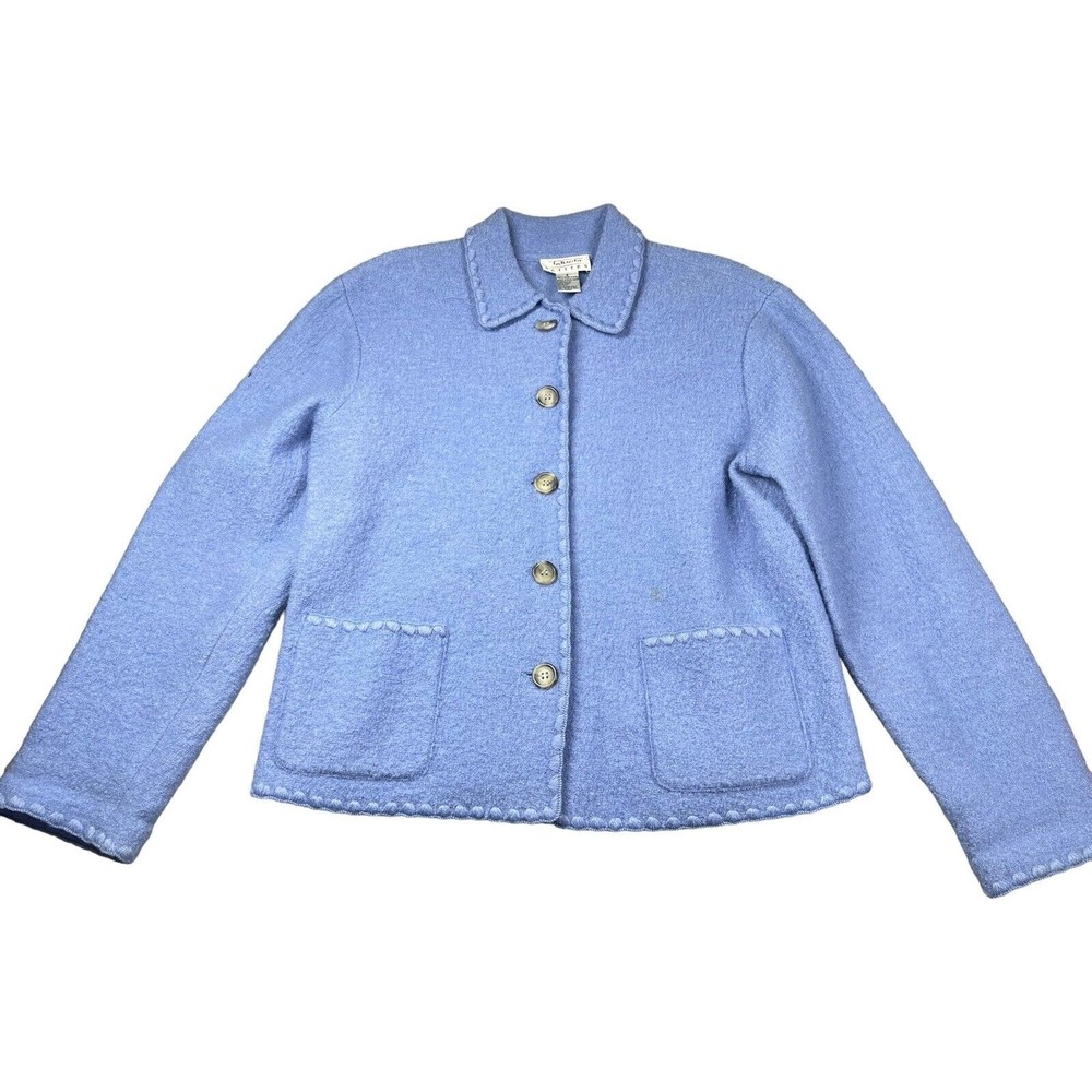 Talbots Sweater Knit Sz‎ S Wool Cardigan Jacket Lavender  Casual Top Petite